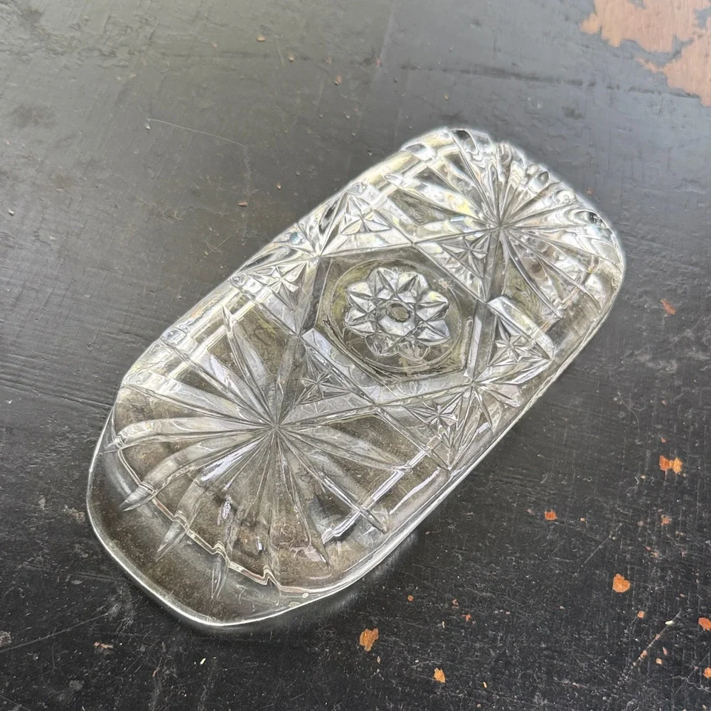 Elegant Clear Glass Soap Dish Vintage